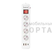 Удлинитель c заземлением FaizFull FU14 5m 10A 2500W, 4EU 2 USB/A+USB/C (с предохранителем)